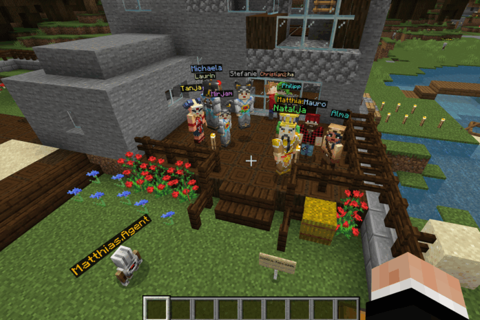 Es sind mehrere Minecraft Spielfiguren zu sehen.