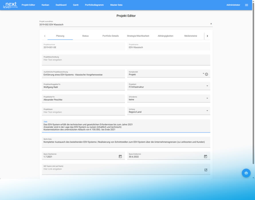 next pm suite Benutzerdefinierter Tab