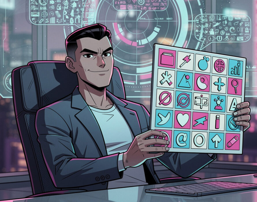 Grafik eines Mannes und Bingo